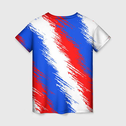 Женская футболка Триколор штрихи красок / 3D-принт – фото 2