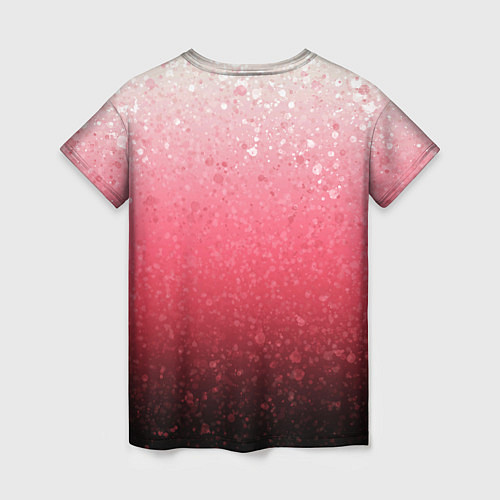 Женская футболка Градиент розово-чёрный брызги / 3D-принт – фото 2