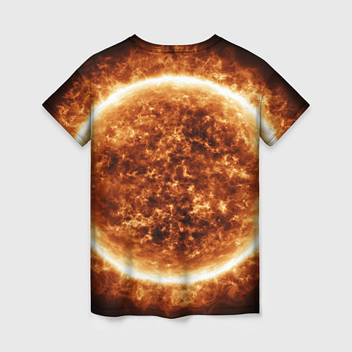Женская футболка Пылающее солнце крупным планом / 3D-принт – фото 2