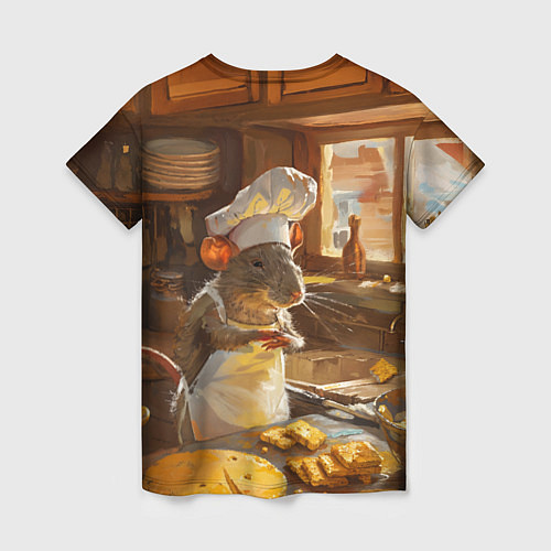 Женская футболка Крыса повар готовит на кухне / 3D-принт – фото 2