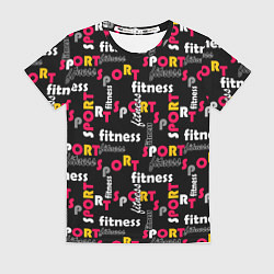 Футболка женская Спортивный узор желтый красный черный, цвет: 3D-принт