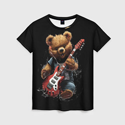 Футболка женская Большой плюшевый медведь играет на гитаре, цвет: 3D-принт