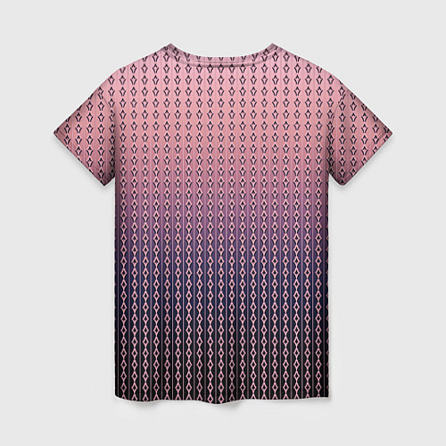 Женская футболка Тёмно-розовый полосы узоры / 3D-принт – фото 2