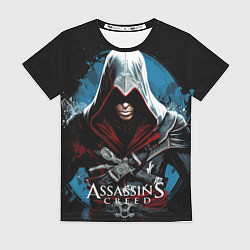 Женская футболка Assassins creed темный синий фон