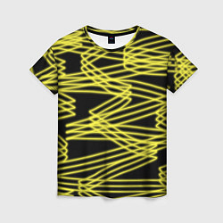 Футболка женская Желтые светящиеся линии, цвет: 3D-принт