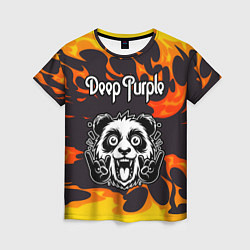 Футболка женская Deep Purple рок панда и огонь, цвет: 3D-принт