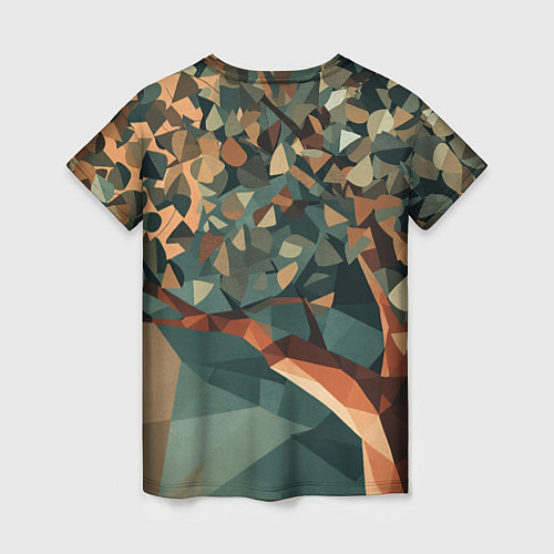 Женская футболка Полигональное дерево с зелеными листьями / 3D-принт – фото 2