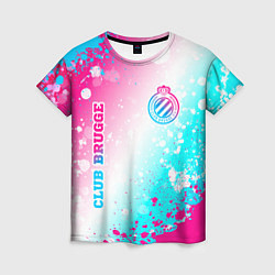 Футболка женская Club Brugge neon gradient style вертикально, цвет: 3D-принт