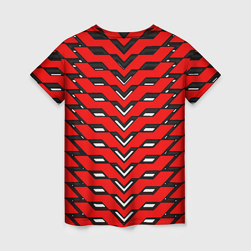Женская футболка Красная броня с белыми прорезями / 3D-принт – фото 2