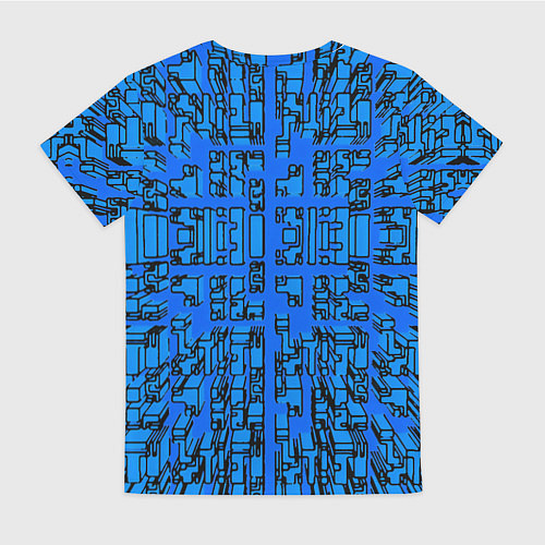 Женская футболка Синие фигуры с эффектом рыбьего глаза / 3D-принт – фото 2