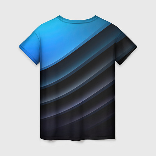 Женская футболка Геометрическая синяя абстракция на черном фоне мин / 3D-принт – фото 2