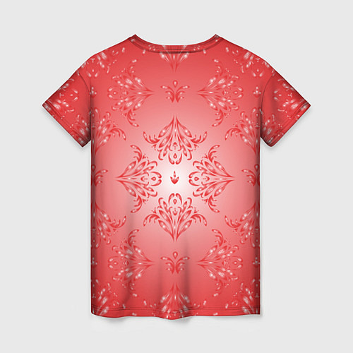 Женская футболка Красный симметричный узор / 3D-принт – фото 2