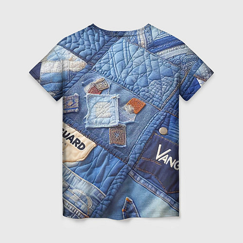 Женская футболка Vanguard jeans patchwork - ai art / 3D-принт – фото 2