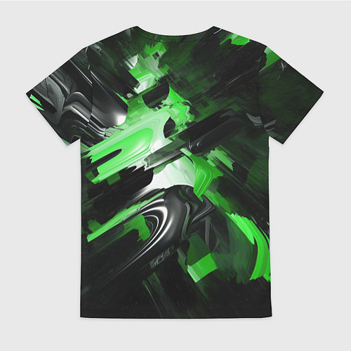 Женская футболка Green dark abstract geometry style / 3D-принт – фото 2