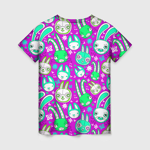 Женская футболка Разноцветные зайцы / 3D-принт – фото 2