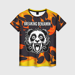 Футболка женская Breaking Benjamin рок панда и огонь, цвет: 3D-принт