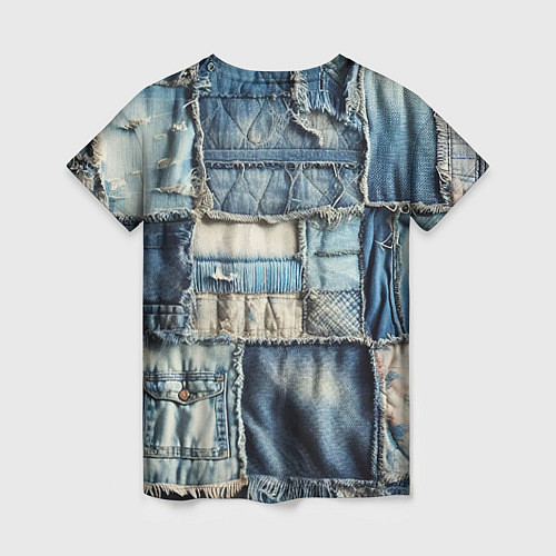 Женская футболка Patchwork denim - vogue / 3D-принт – фото 2