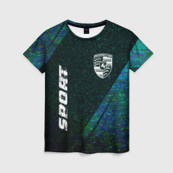 Женская футболка Porsche sport glitch blue
