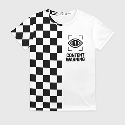 Футболка женская Content Warning шашечки, цвет: 3D-принт