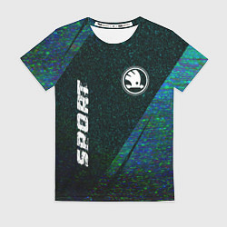 Женская футболка Skoda sport glitch blue