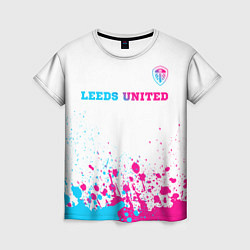 Футболка женская Leeds United neon gradient style посередине, цвет: 3D-принт