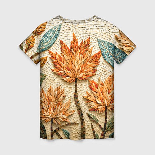 Женская футболка Мозаика осенняя листва в теплых тонах / 3D-принт – фото 2