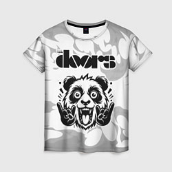 Женская футболка The Doors рок панда на светлом фоне