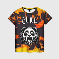 Футболка женская The Cure рок панда и огонь, цвет: 3D-принт