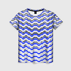 Футболка женская Black and blue stripes on a white background, цвет: 3D-принт