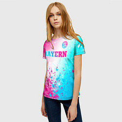 Футболка женская Bayern neon gradient style посередине, цвет: 3D-принт — фото 2