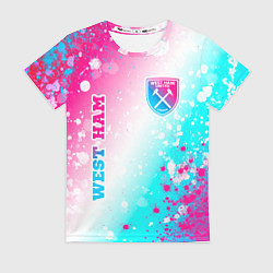 Женская футболка West Ham neon gradient style вертикально