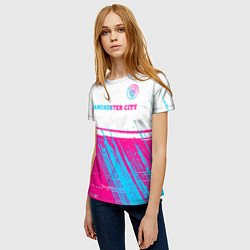Футболка женская Manchester City neon gradient style посередине, цвет: 3D-принт — фото 2