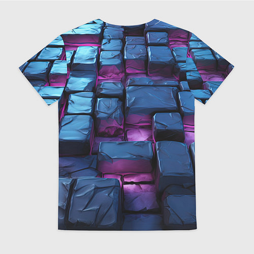 Женская футболка Неоновые плитки объемные / 3D-принт – фото 2