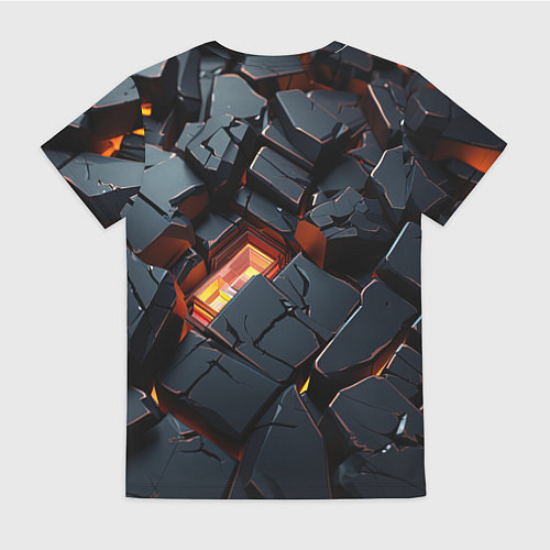 Женская футболка Черные камни с разломами / 3D-принт – фото 2