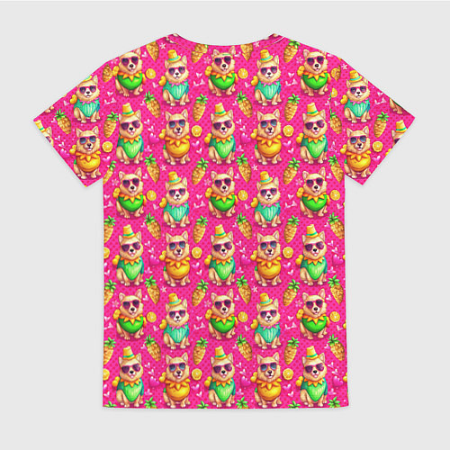 Женская футболка Щенята и летний вайб паттерн / 3D-принт – фото 2