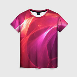 Футболка женская Красно-розовый энергетический хаос волн, цвет: 3D-принт