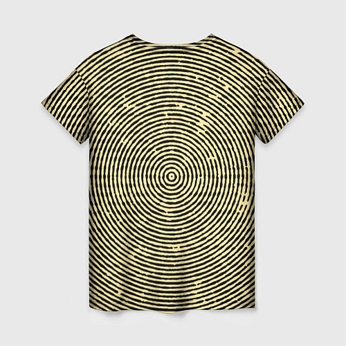 Женская футболка Чёрно-бежевый круг гипнотический / 3D-принт – фото 2