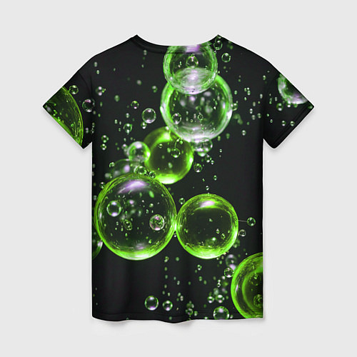 Женская футболка Зеленые пузыри на черном / 3D-принт – фото 2