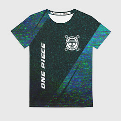 Женская футболка One Piece glitch blue