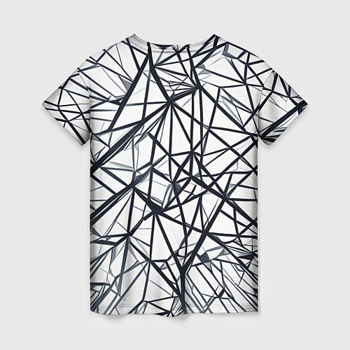 Женская футболка Чёрные хаотичные линии на белом фоне / 3D-принт – фото 2