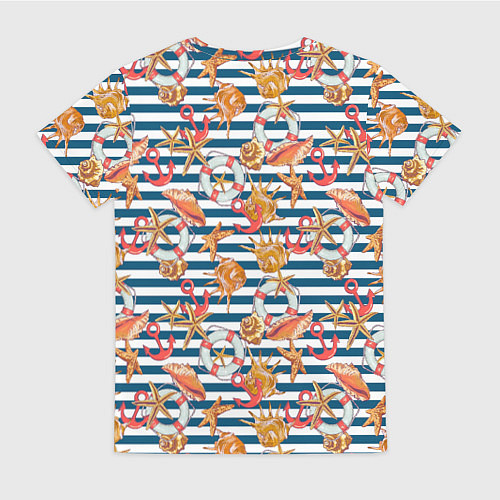 Женская футболка Морской узор в полоску / 3D-принт – фото 2