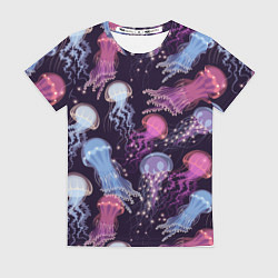 Футболка женская Светящиеся медузы, цвет: 3D-принт