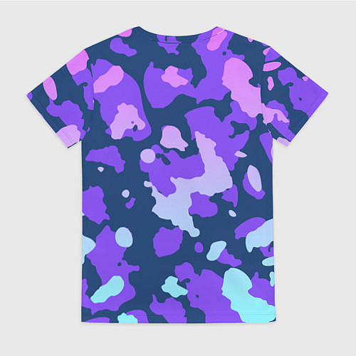 Женская футболка Паттерн с розовыми фиолетовыми и голубыми пятнами / 3D-принт – фото 2