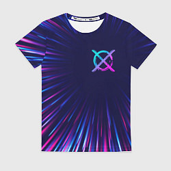 Футболка женская CreepyPasta neon blast lines, цвет: 3D-принт