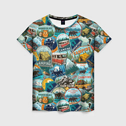Футболка женская Adventure stickers, цвет: 3D-принт