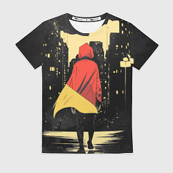 Футболка женская Человек идет по ночному городу, цвет: 3D-принт