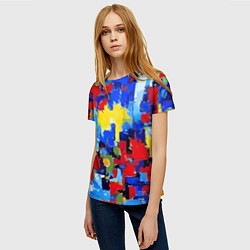Футболка женская Смелые мазки яркой краски - нейросеть, цвет: 3D-принт — фото 2