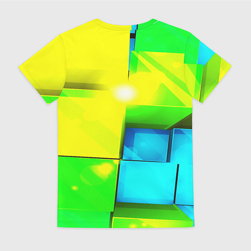 Женская футболка Зелёные кубы разломы / 3D-принт – фото 2