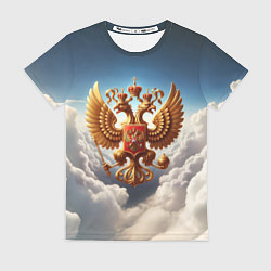 Женская футболка Герб России в облаках