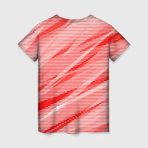 Женская футболка Полосатый красно-белый / 3D-принт – фото 2